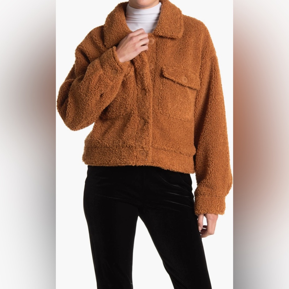 Sanctuary Faux Shearling Crop Trucker Jacket